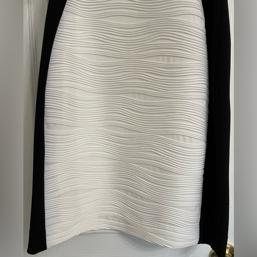 Joseph Ribkoff Asymmetrical Black and White Sleeveless Dress Size 10 - Picture 6 of 13